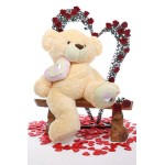 Peach 5 Feet Big Teddy Bear with a heart